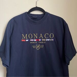 vintage 90s monaco nautical embroidered graphic tee